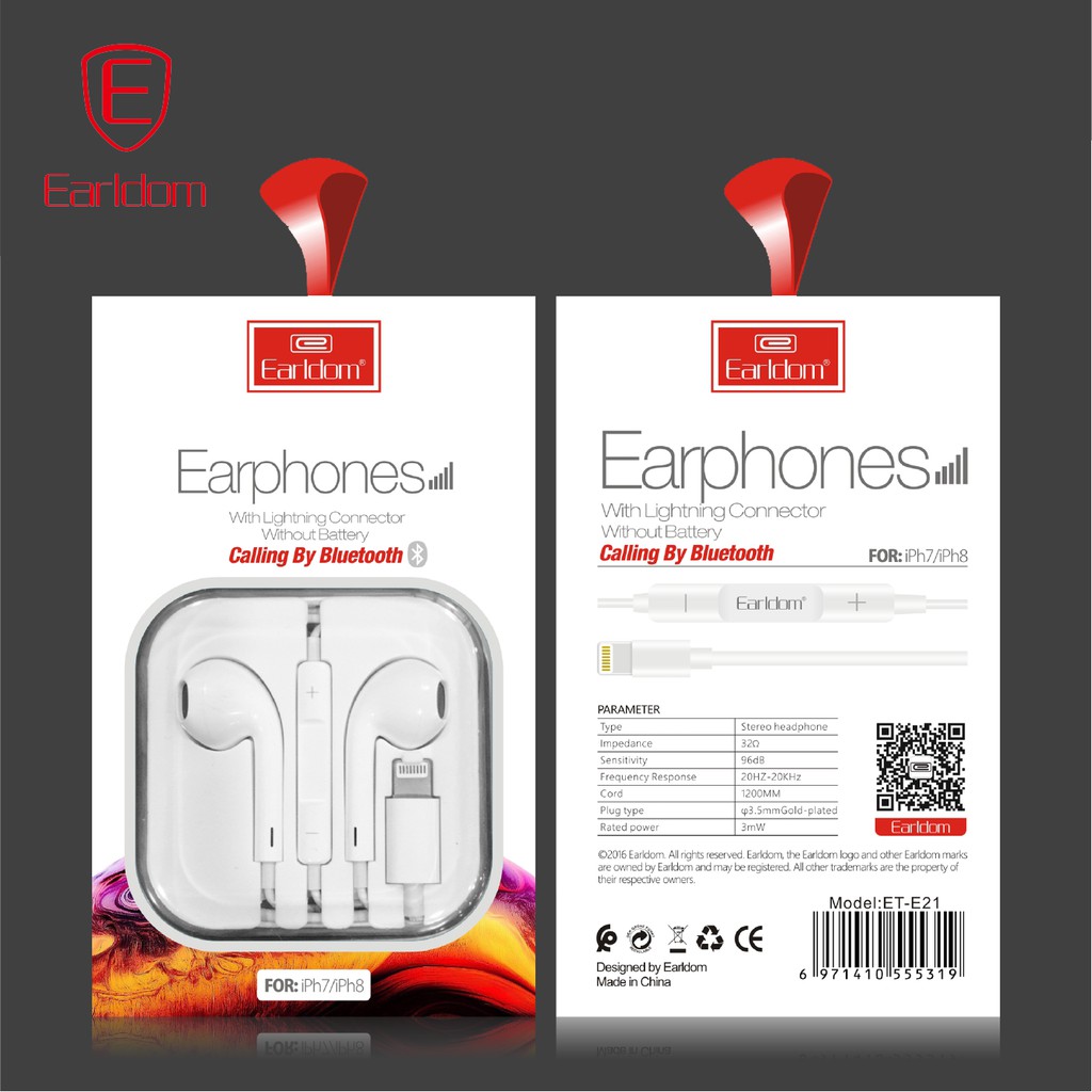Tai nghe Bluetooth chân Lightning Earldom E21 chính hãng