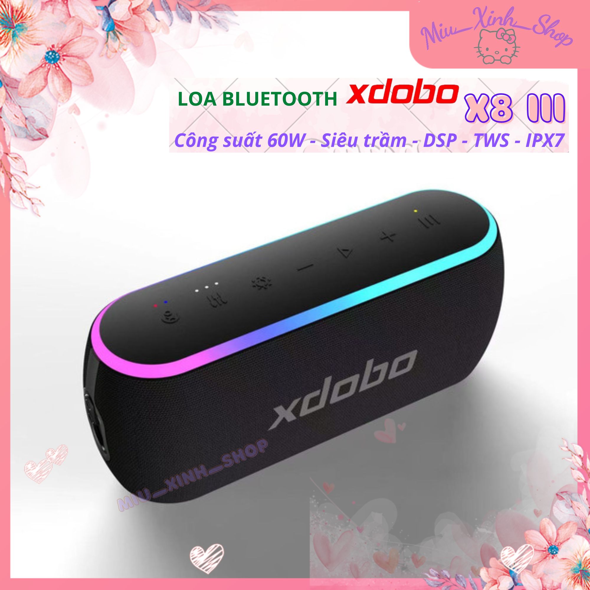 Loa bluetooth chính hãng xdobo x8 iii 60w siêu trầm hay hơn tronsmart t6 pro plus t7 element force plus element mega pro sounarc r2, r1, p4 - dsp - tws - ipx7 - led rgb bản nâng cấp của x8 ii, hero 1999, wake 1983