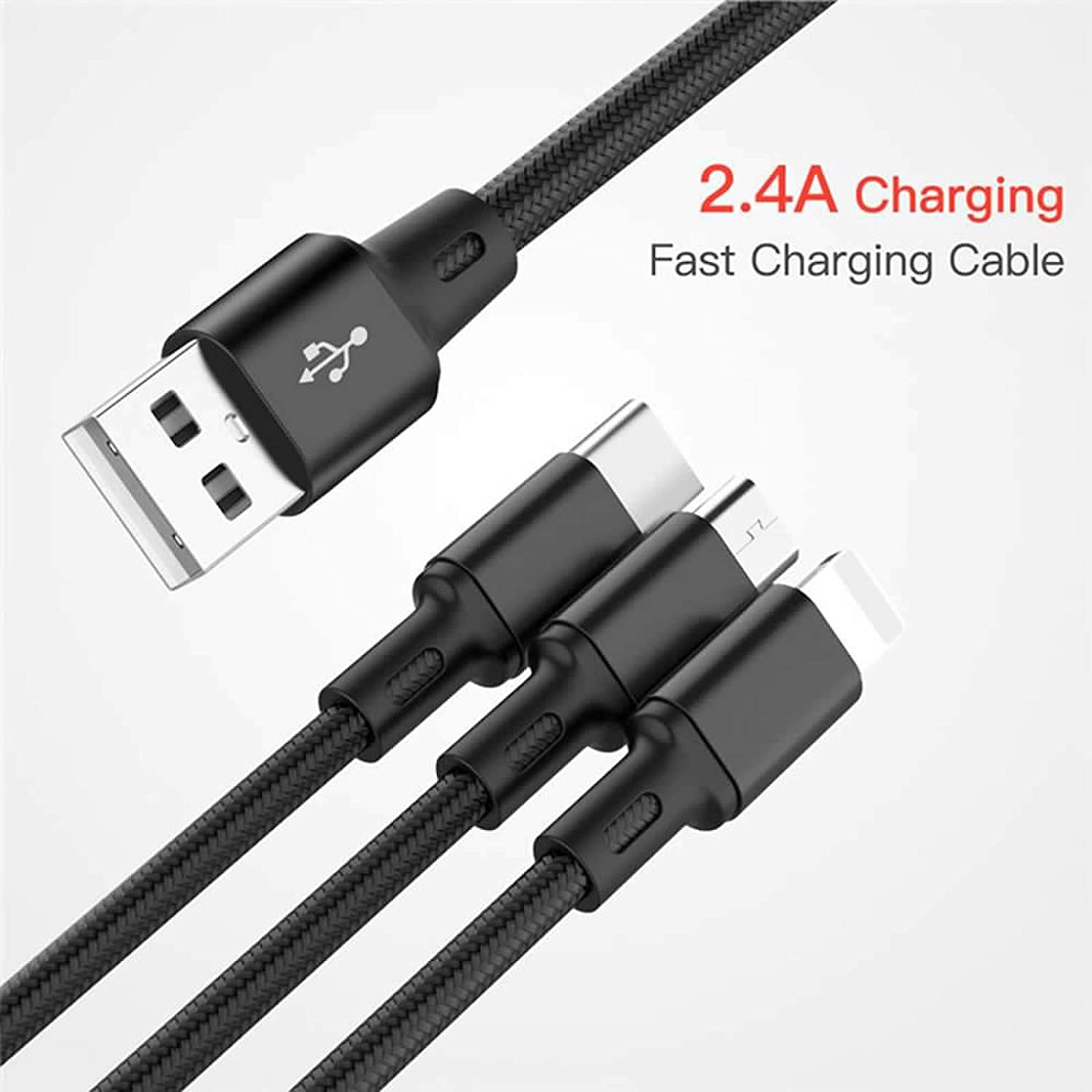 Cáp Sạc Đa năng 3in1 dành cho iPhone Lightning Type C Micro dây dù dài 1.2m