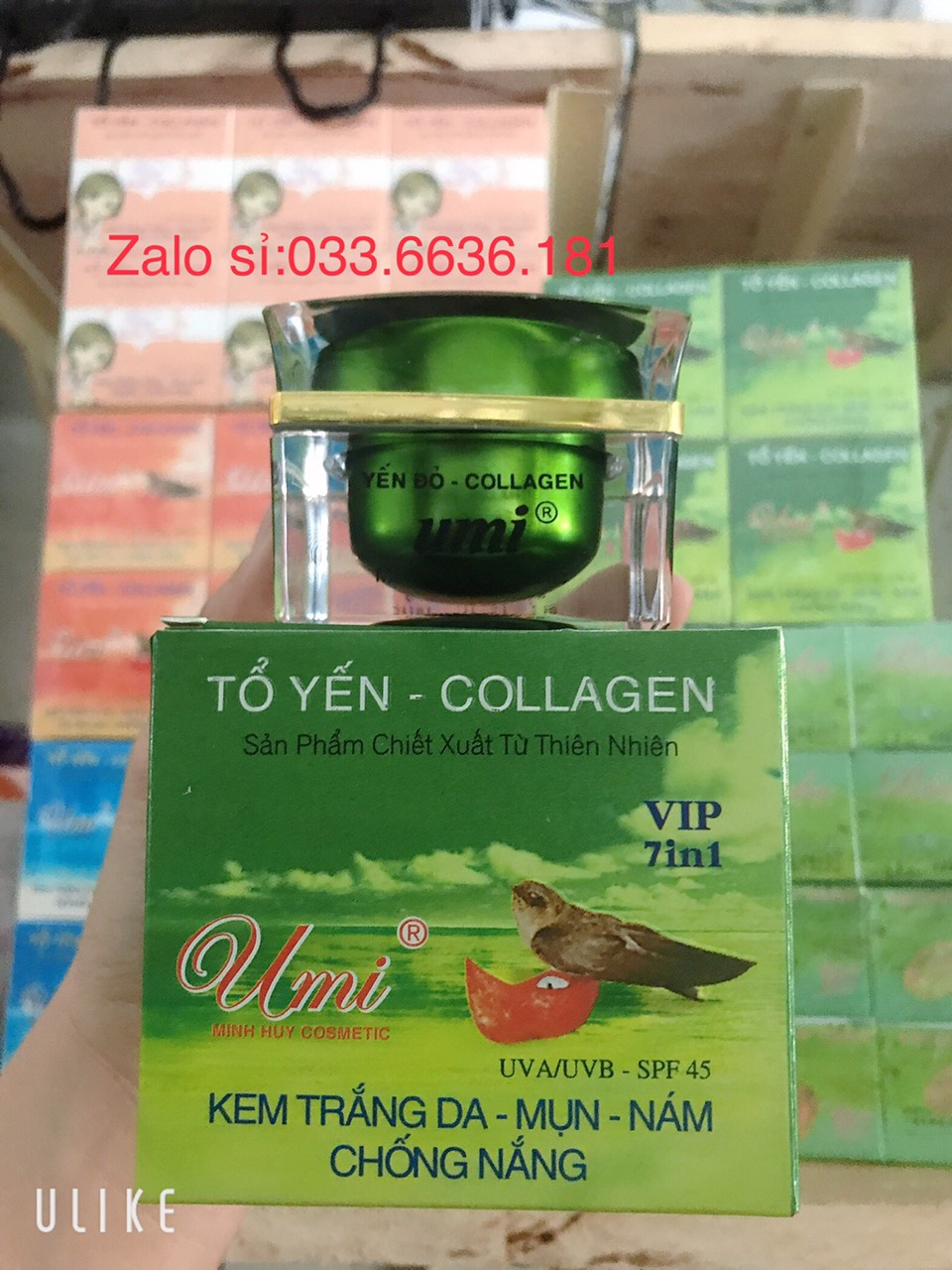 ( hủ lớn 25g ) kem umi yến đỏ collagen giúp trắng da hết mụn nám chống nắng  vip hủ 25g chính hãng