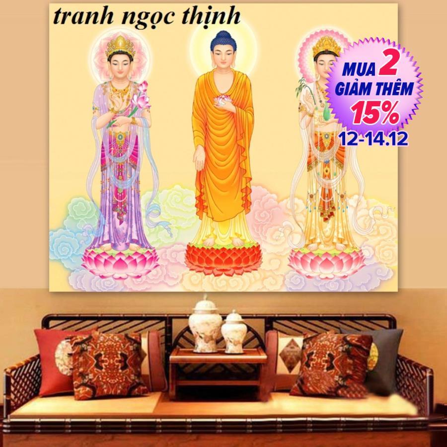 Tranh đính đá tam thế phật 77213-98x75cm