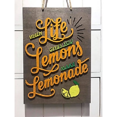 Bảng gỗ trang trí handmade 062(life lemons