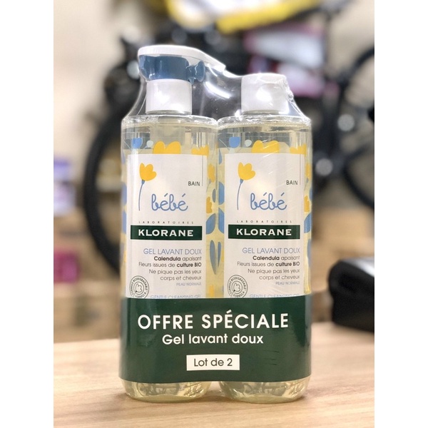 Combo 2 chai Sữa tắm Klorane Bebe 2in1 Pháp