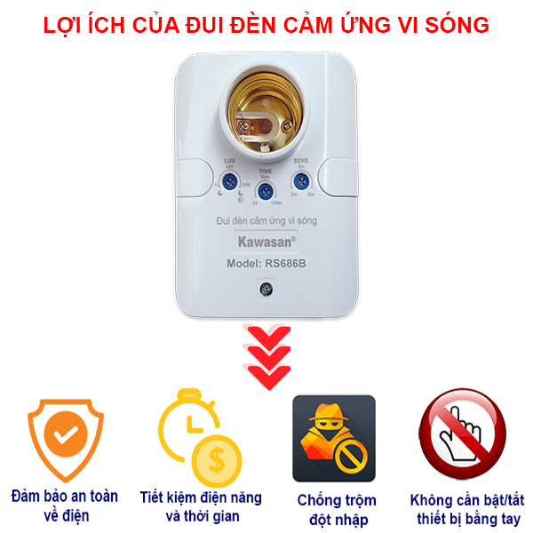 ĐUI ĐÈN CẢM ỨNG VI SÓNG RS686B