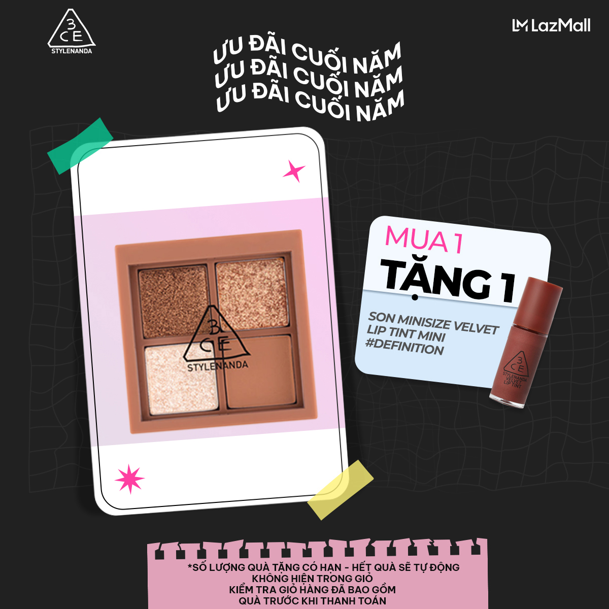 Bảng Phấn Mắt 4 Màu 3CE MINI MULTI EYE COLOR PALETTE