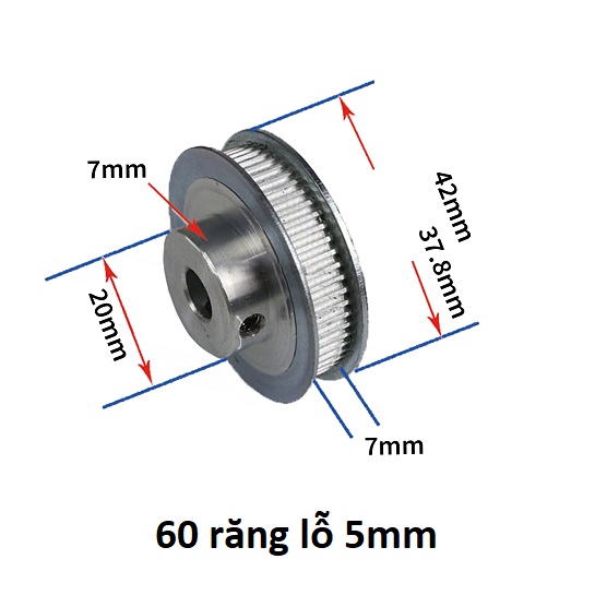 Puly GT2 các loại 16 20 30 36 40 60 răng - Lỗ 5mm và 8mm