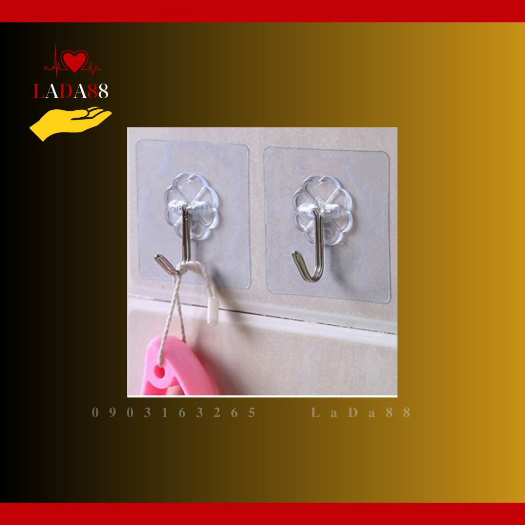 Móc Dán Tường Siêu Dính Trong Suốt Chịu Lực Tốt Treo Tường Chắc Chắn 6x6 cm