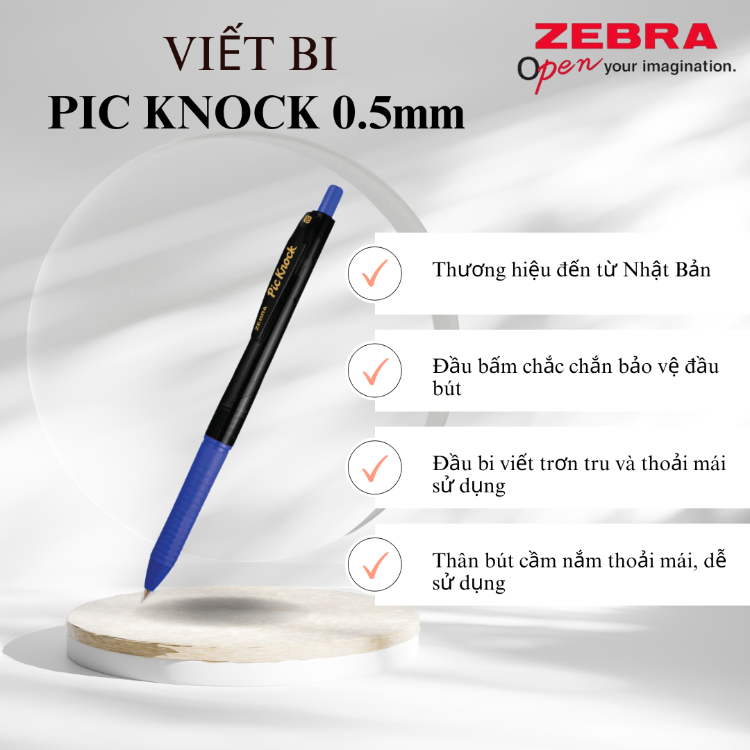Viết bi bấm Pic Knock 0.5mm - Zebra [Chính hãng]
