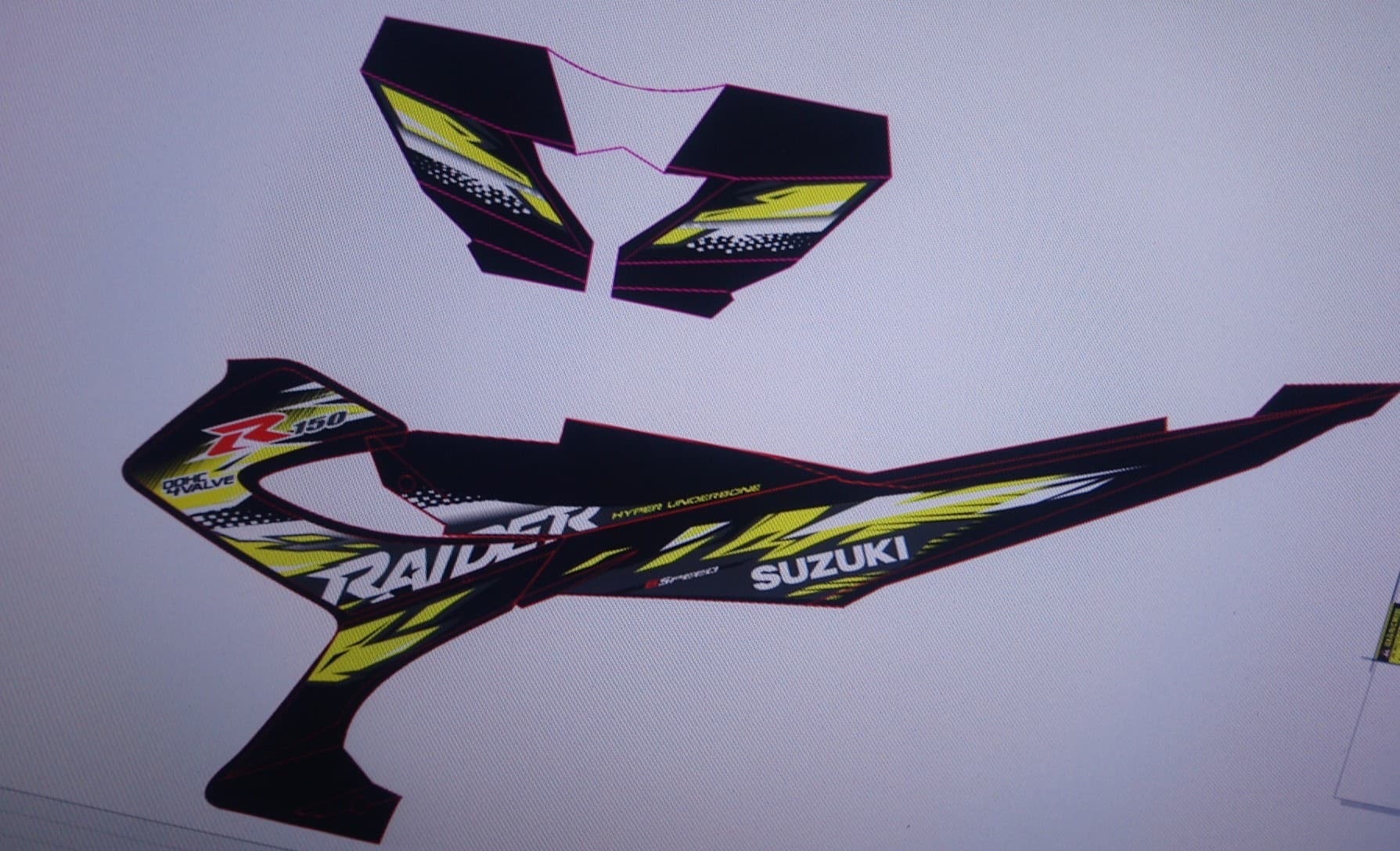 Tem rời suzuki Raider xăng cơ vàng đen dán xe đen