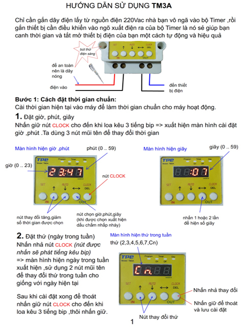 Bộ hẹn giờ tắt mở thiết bị điện TPE - TM3A