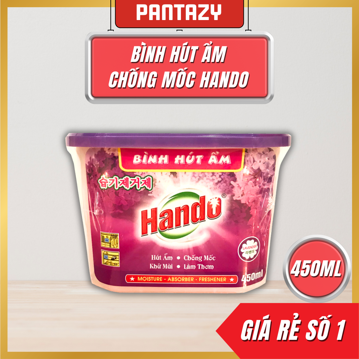 Bình hút ẩm Hando 450ml (huơng hồng, lavender)