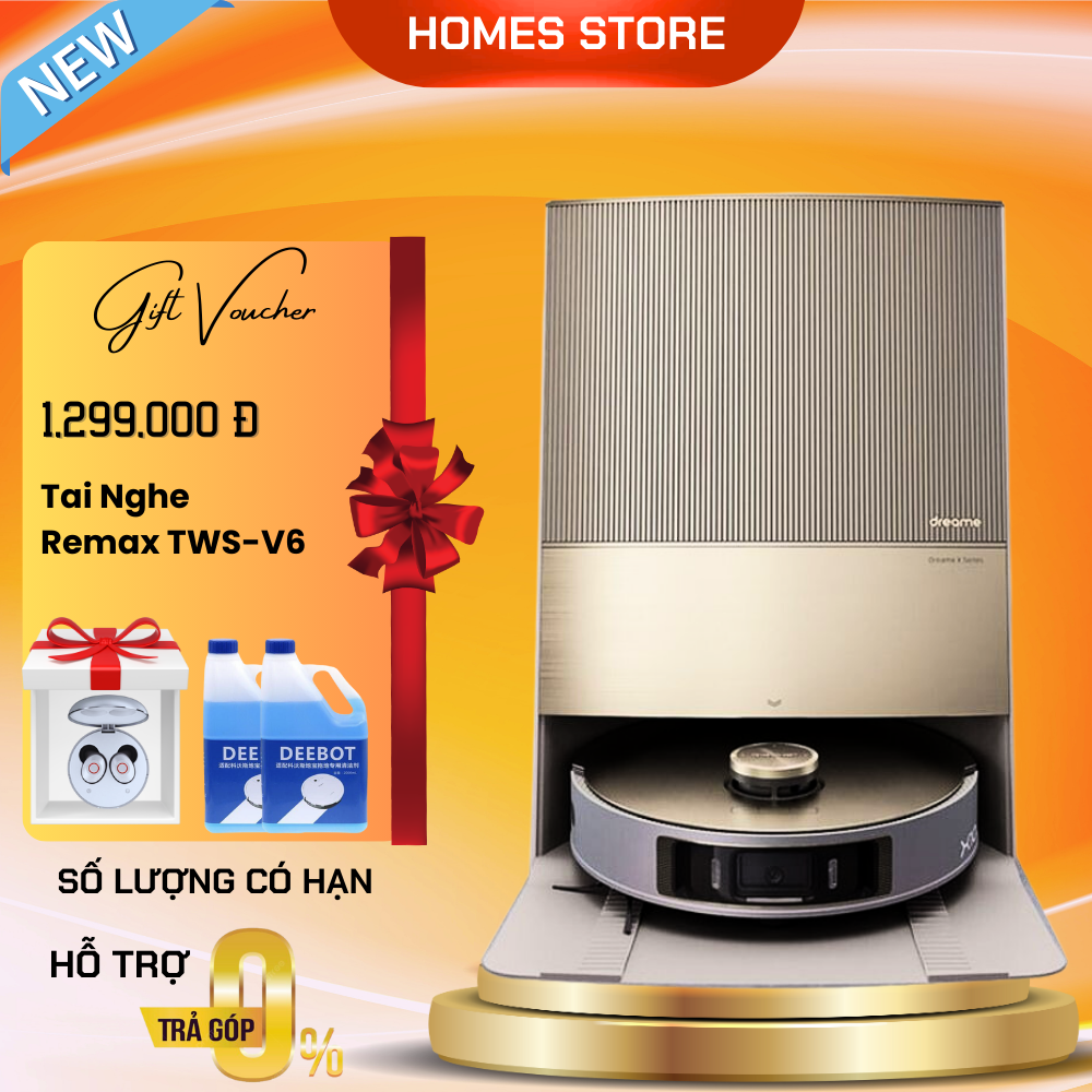 Robot hút bụi lau nhà dreame x10 - bản nhập khẩu nội địa diện tích hoạt động 300m2 lực hút 6000 pa, công suất 55w - hàng nhập khẩu