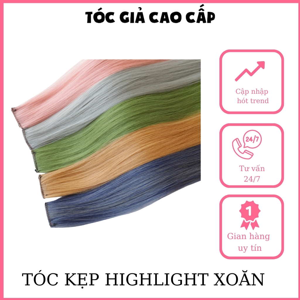 Tóc giả keph highlight xoăn dài sợi tơ cao cấp