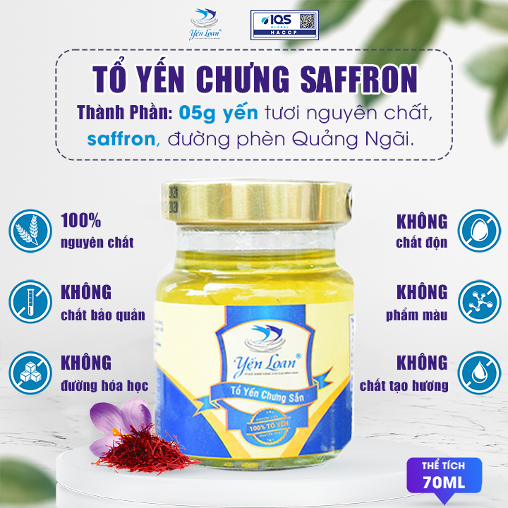 [ YẾN SÀO YẾN LOAN ] - Yến hũ 5g yến chưng sẵn với Saffron không chất bảo quản giúp bồi bổ sức khỏe, sắc đẹp, sinh lý Nữ