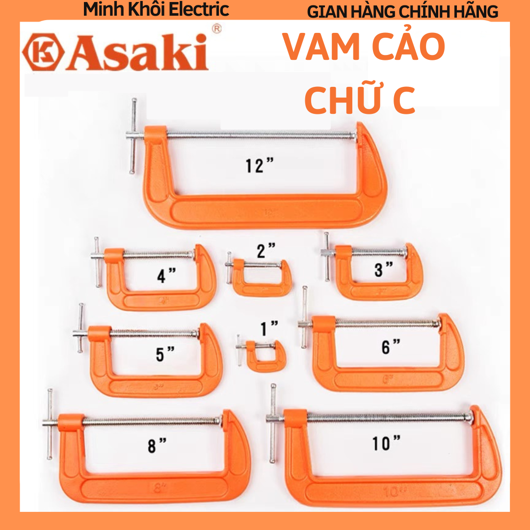 Cảo chữ C Asaki, cảo chữ G,vam chữ g kẹp gỗ,vam gỗ chữ c,vam cảo chữ c,vam kẹp chữ c,cảo vam chữ c,vam chữ c ak-6266,kẹp chữ c,cảo c,cảng gang chữ c Asaki