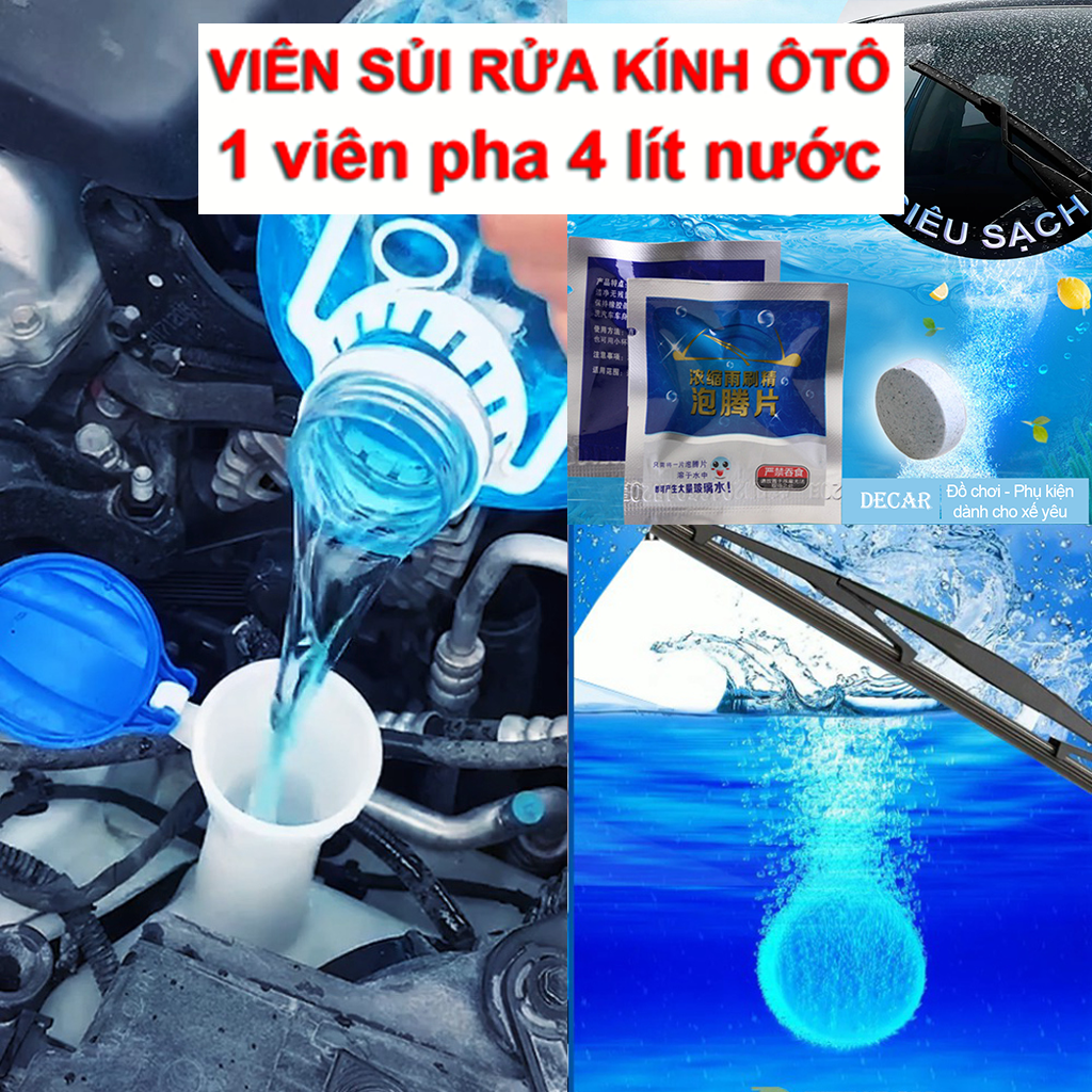 Combo 10 Viên sủi rửa kính xe ô tô chuyên dụng , viên sủi nước rửa kính oto tiện ích dễ sử dụng 1 viên pha với 4 Lít nước, viên sủi nén rửa kính ô tô chuyên dụng làm sạch kính lái nước rửa kính viên xủi rửa kính chăm sóc kính xe
