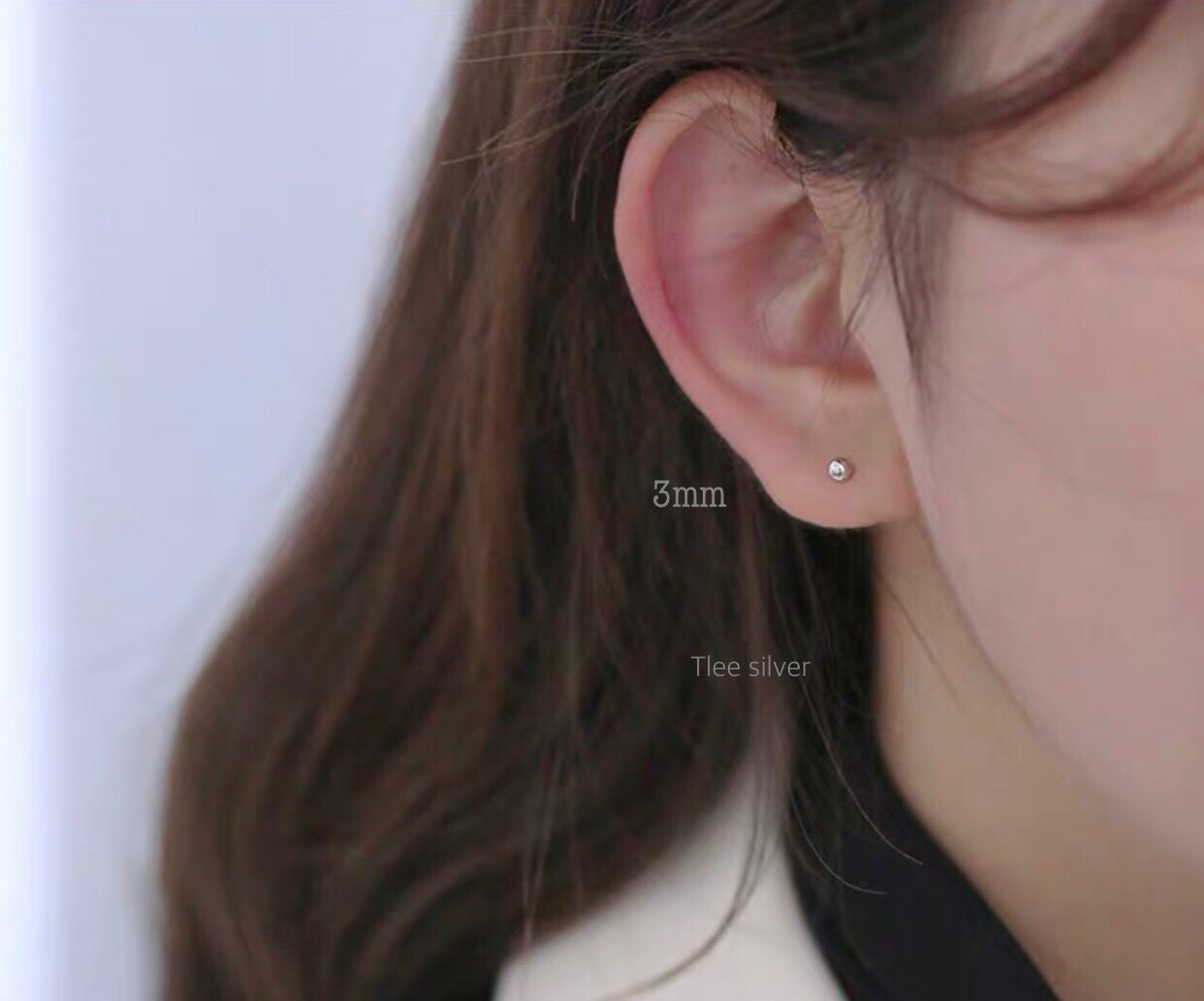 Khuyên tai bạc Tlee, Bông tai bi minidot basic - TleeJewelry B0207