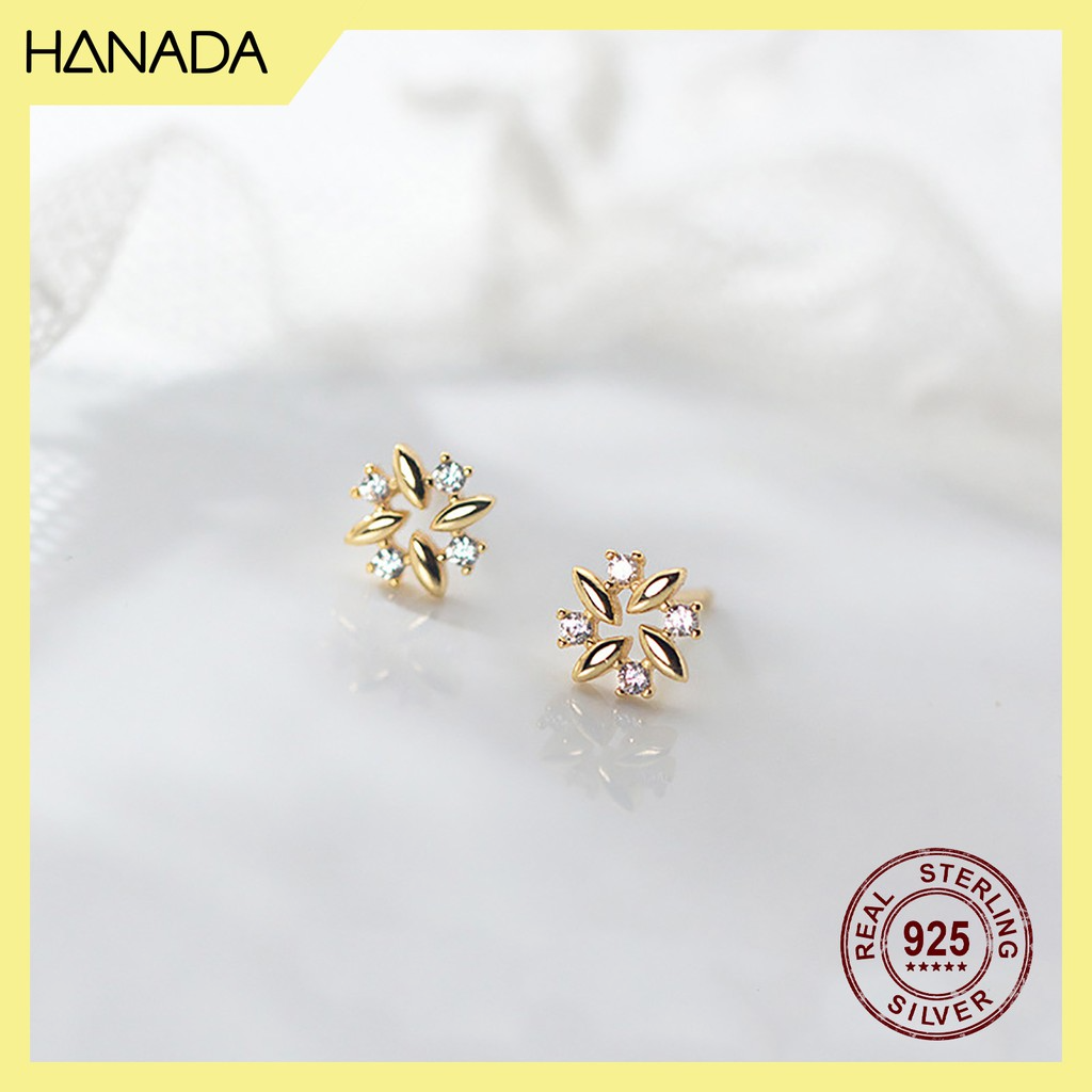 Bông Tai Bạc 925 Hanada 0657 Bốn Hạt Đá