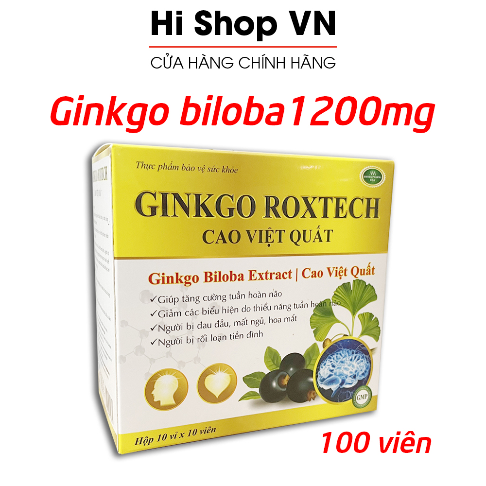 Hoạt huyết dưỡng não Ginkgo Biloba 1200mg Cao Việt Quất Natto giảm đau đầu, hoa mắt, chóng mặt - Hộp 100 viên thành phần thảo dược