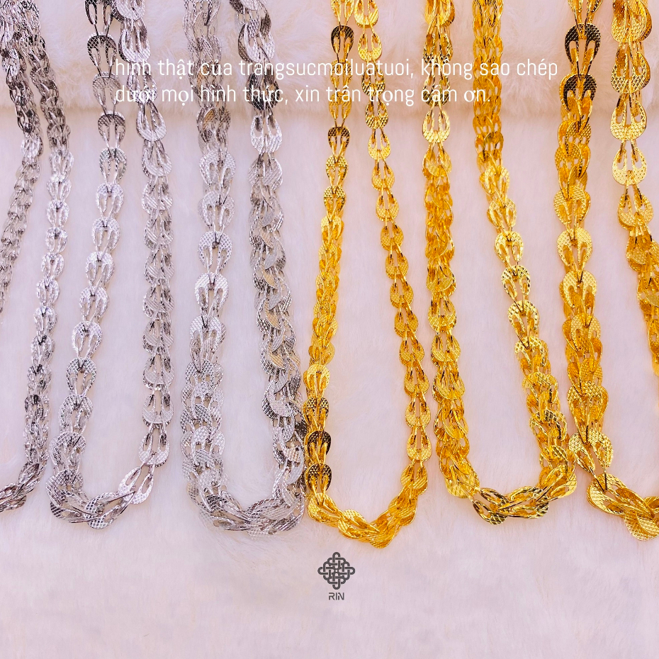 Lắc tay titan, Vòng tay titan kiểu dáng đuôi phụng màu vàng trắng và vàng 18k, trangsucmoiluatuoi.RIN
