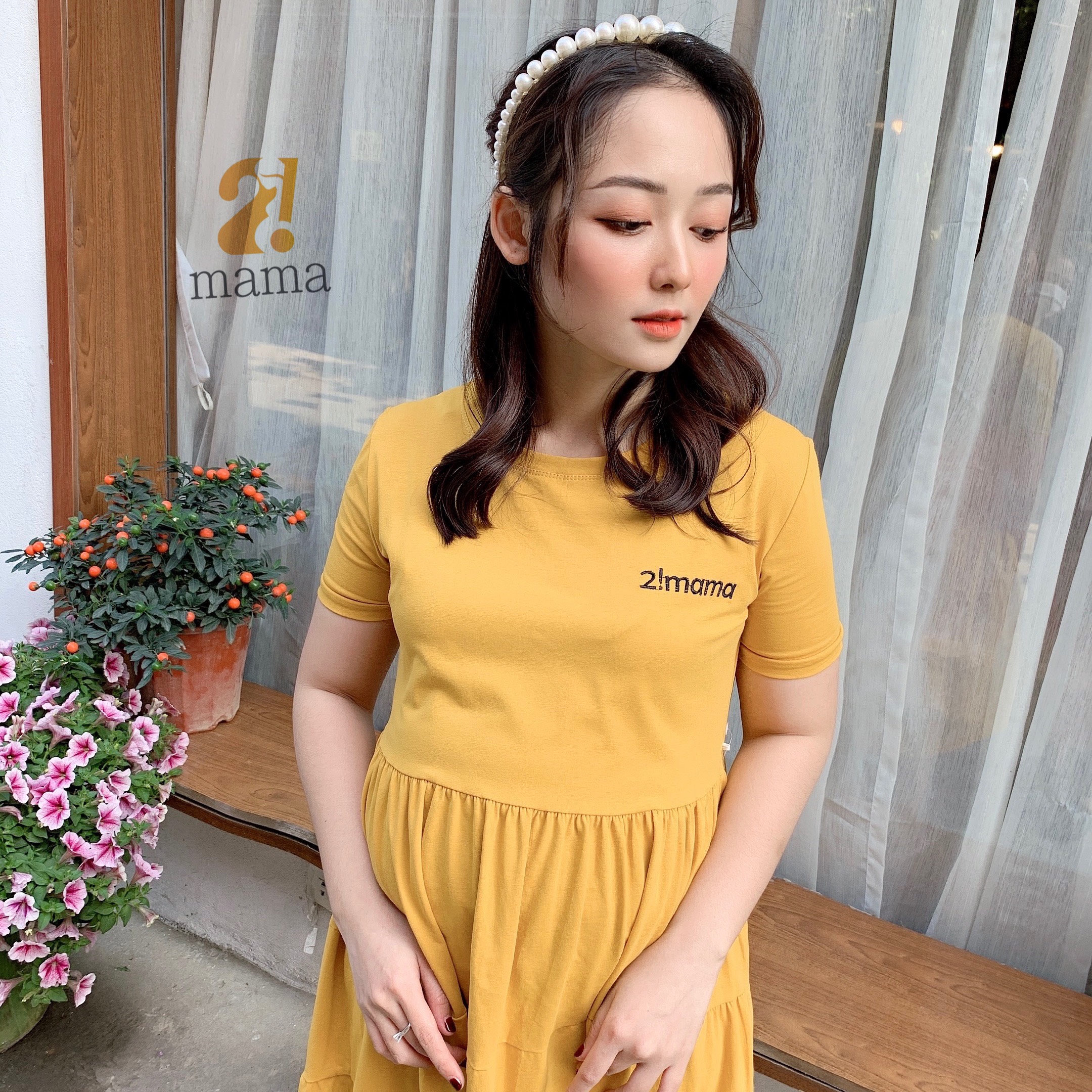 Đầm bầu suông đuôi cá chất cotton freesize 2MAMA V05