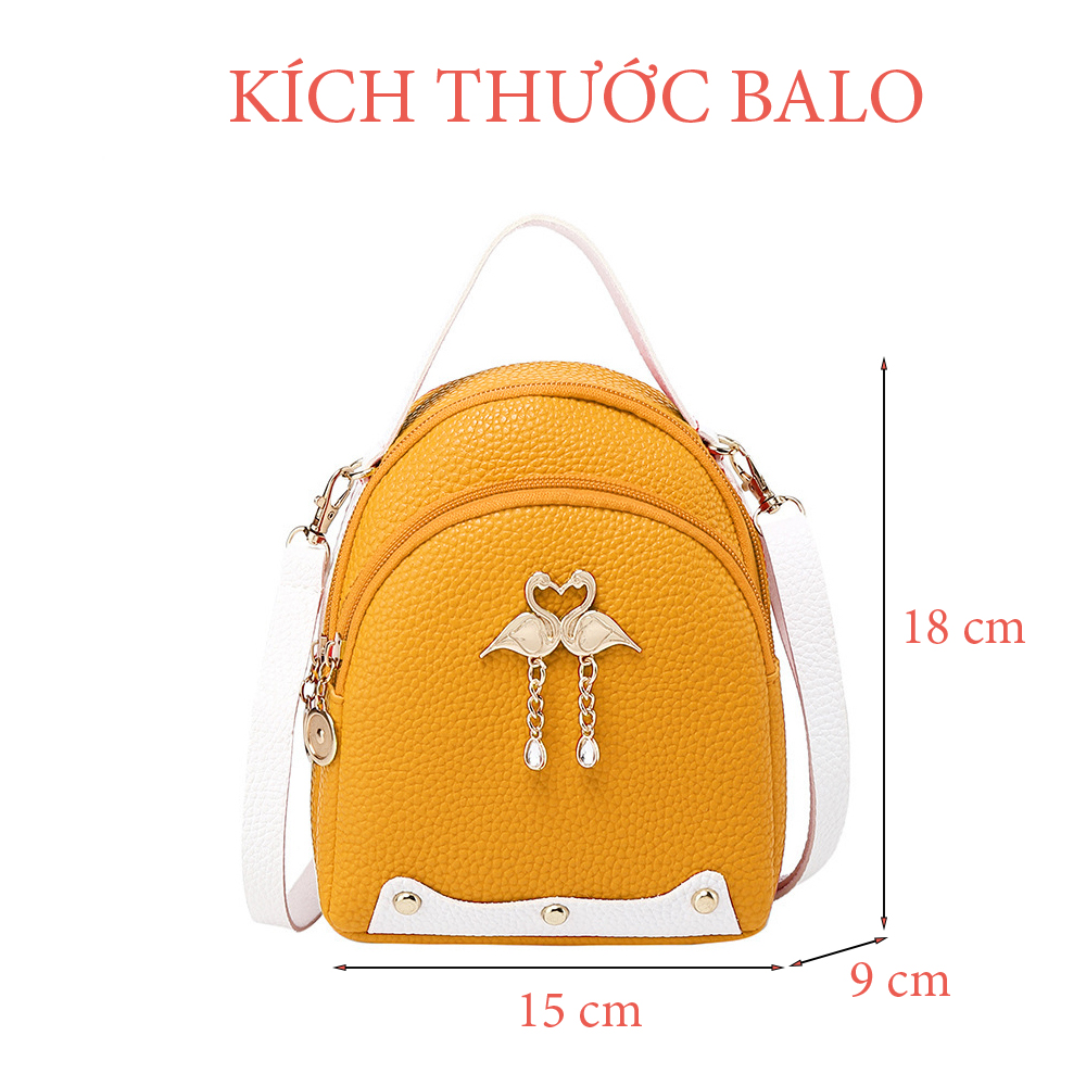 Balo Mini Giả Da 2 Con Hac B45 Vàng