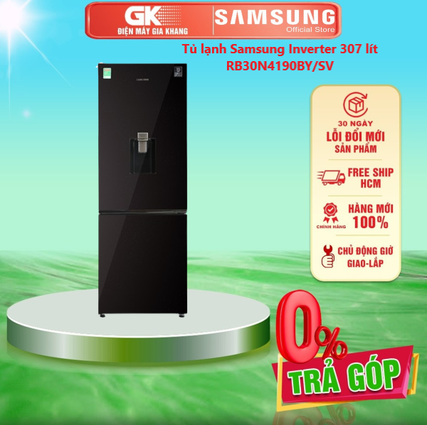 Tủ lạnh samsung inverter 307 lít rb30n4190by/sv - lấy nước bên ngoài làm đá tự động giao toàn quốc - freeship hcm