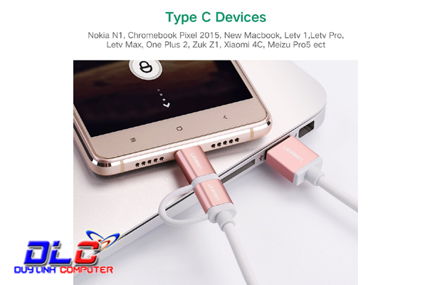 Cáp Sạc Điện Thoại 2 Trong 1 Micro USB và Type C Ugreen 30541