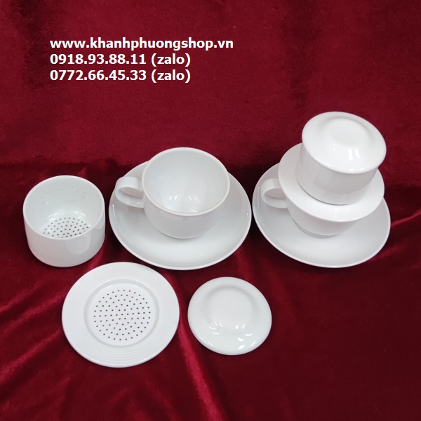 bộ phin pha cà phê sứ trắng Minh Long - phin pha cà phê sứ minh long