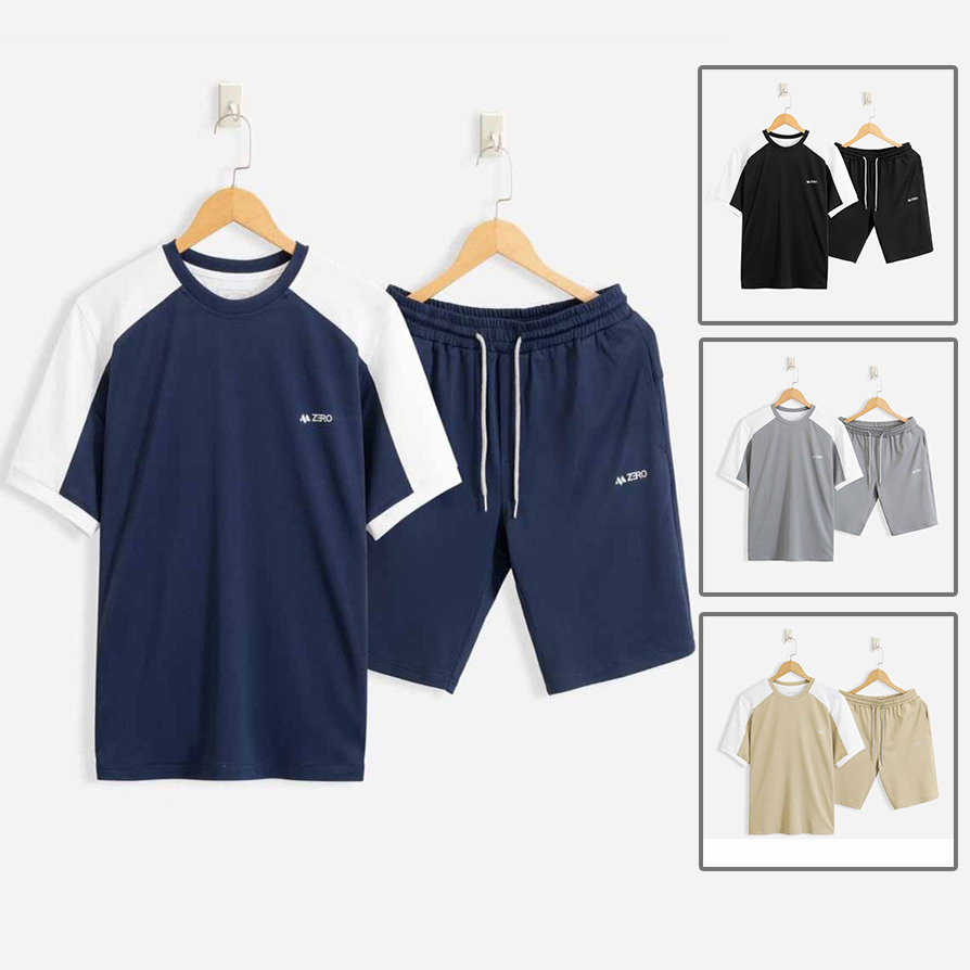 [ Voucher Giảm 50% ] Bộ Quần Áo Thun Nam Ngắn Tay Cổ Tròn Dáng Thể Thao Phối Quần Short Đùi Phong Cách Trẻ Trung Cá Tính Khỏe Khoắn Shiny Sunday MEN QA 150