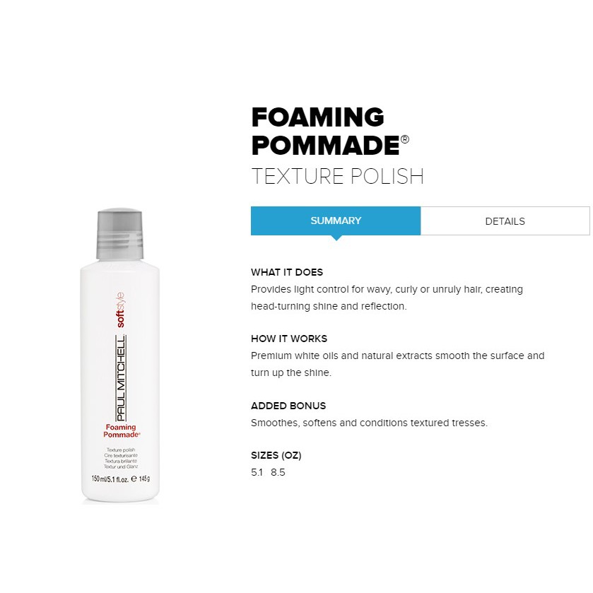 Sữa dưỡng tạo kiểu tóc foaming pommade paul mitchell 150ml