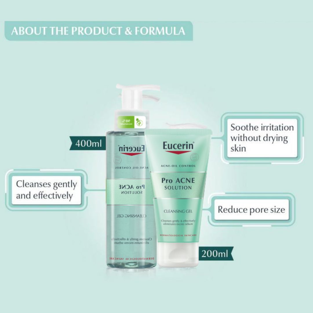 Gel rửa mặt Eucerin cho da dầu, mụn - Eucerin ProAcne Solution Cleansing Gel