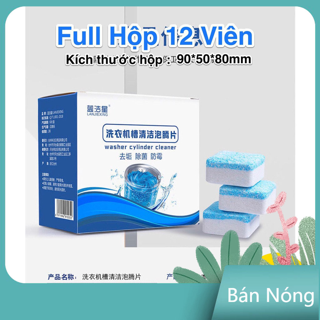 Hộp 12 Viên Viên Tẩy Vệ Sinh Lồng Máy Giặt Diệt khuẩn và Tẩy chất cặn Lồng máy giặt hiệu quả - Aeneas Shop