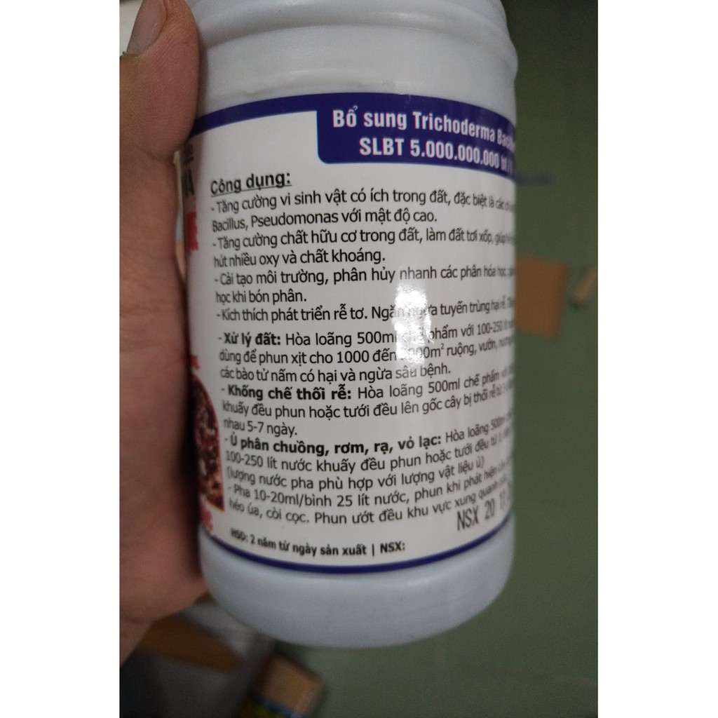 Chế phẩm vi sinh WORM TRICHODERMA  Bacillus nấm đối kháng chai 500ml