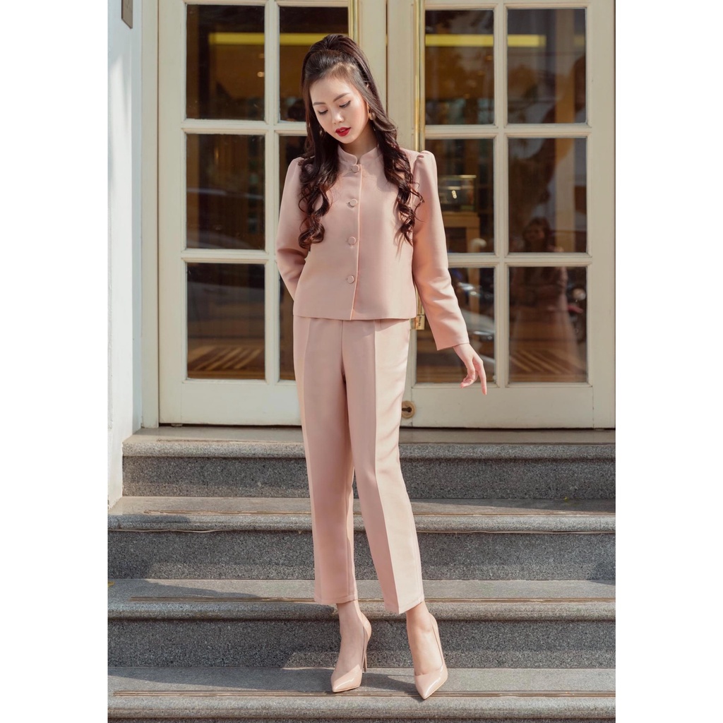 Quần tây ống đứng nữ hồng nude