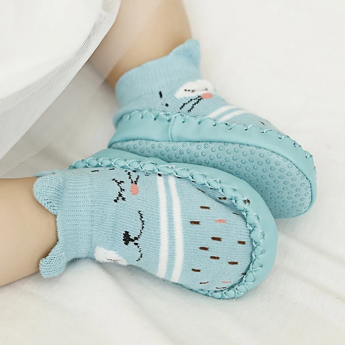 Giày Tất Len Đế Da Mềm Có Chống Trượt cho bé