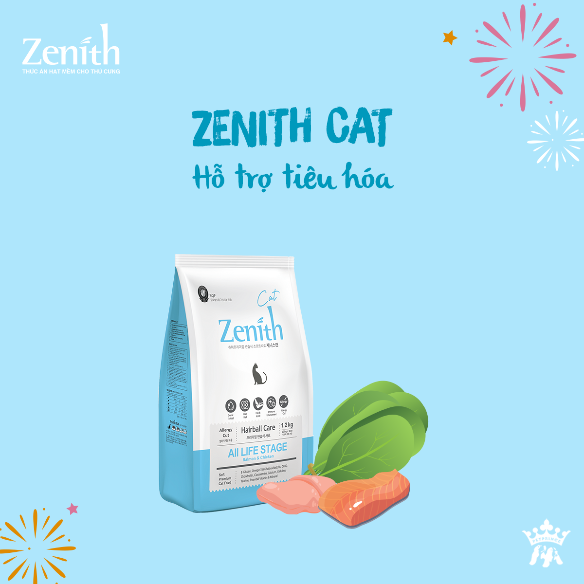 Thức ăn hạt mềm ZENITH cho mèo 300gr và 1.2kg