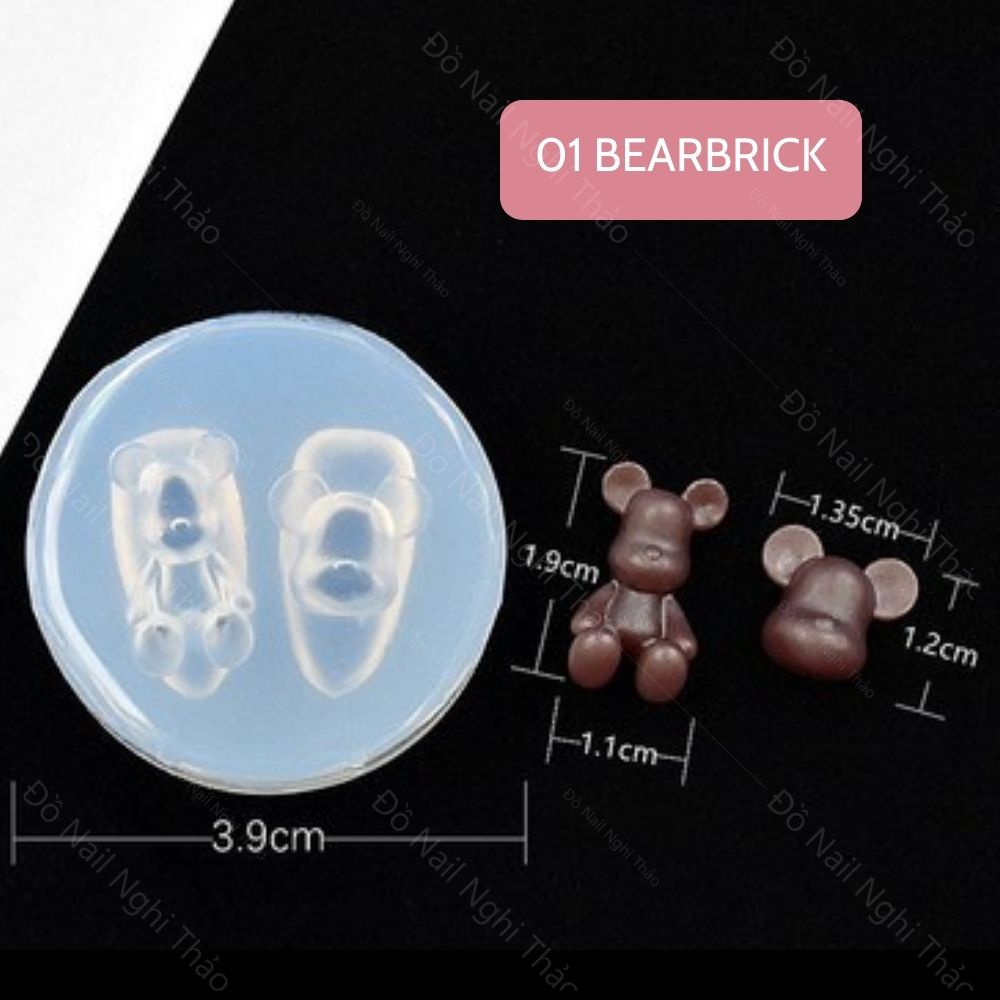 Khuôn silicon nail gấu bearbrick Nghi Thảo