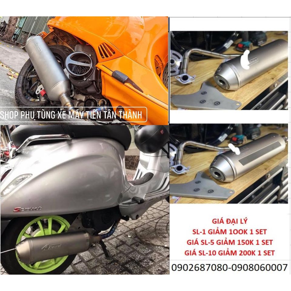 BÔ 4 RÂU [ PÔ EXHAUST 4 ROAD ] VESPA LX150 /SPRINT
