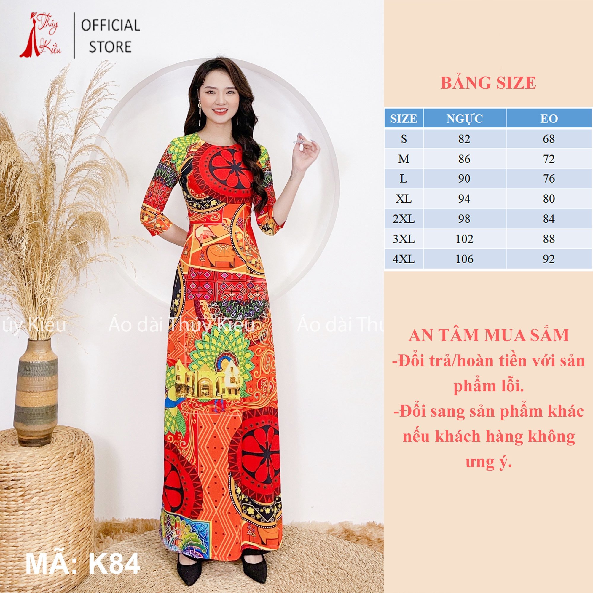 Áo dài may sẵn thiết kế nữ truyền thống đẹp cách tân tết nền thổ cẩm K84 mềm mại, co giãn, áo dài giá rẻ