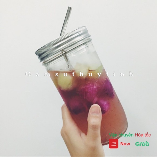 Hũ thủy tinh tròn miệng rộng 650ml nắp thiếc