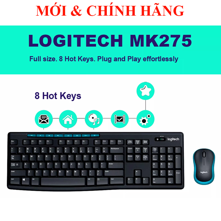Bộ bàn phím và chuột không dây logitech mk315, mk295, mk275, mk215