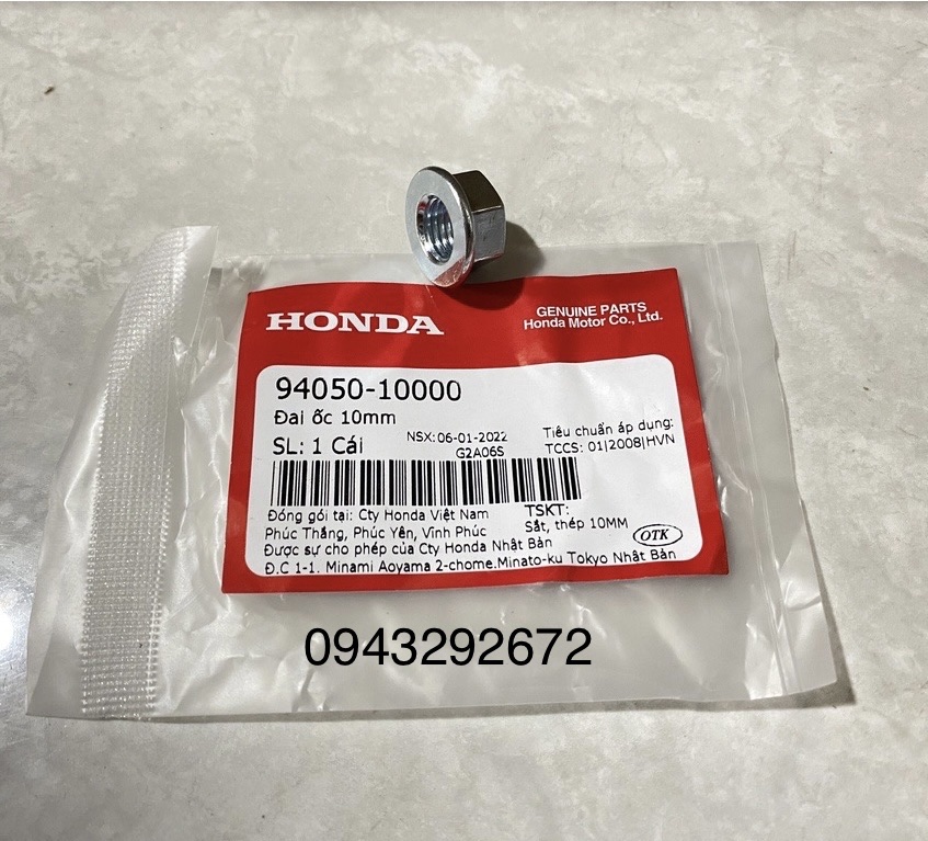 Đai ốc 10mm Trục Càng Dream Việt Honda ( 9405010000 )