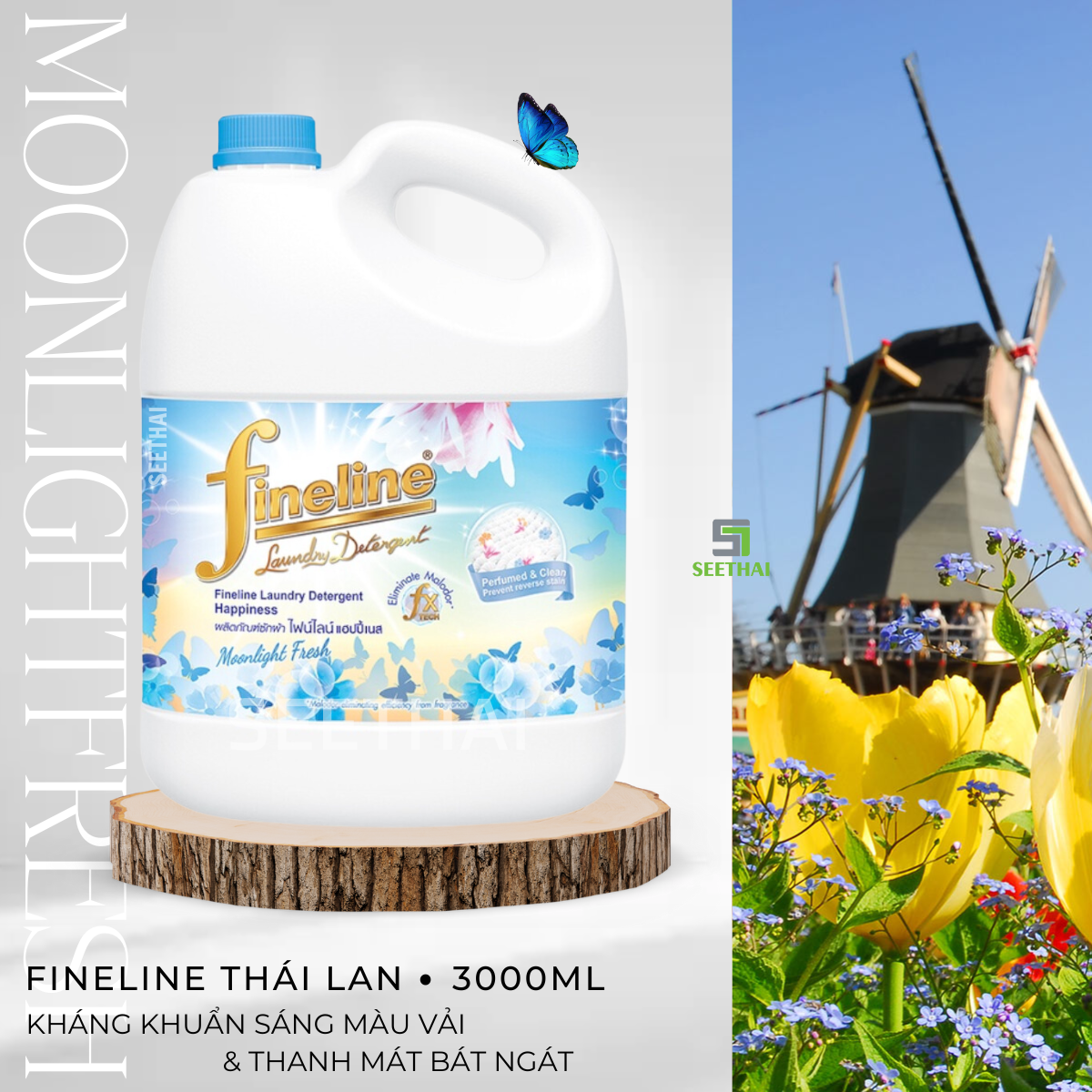 Nước giặt xả fineline thái lan khử khuẩn sáng vải - can 3000ml hồng/tím/xanh