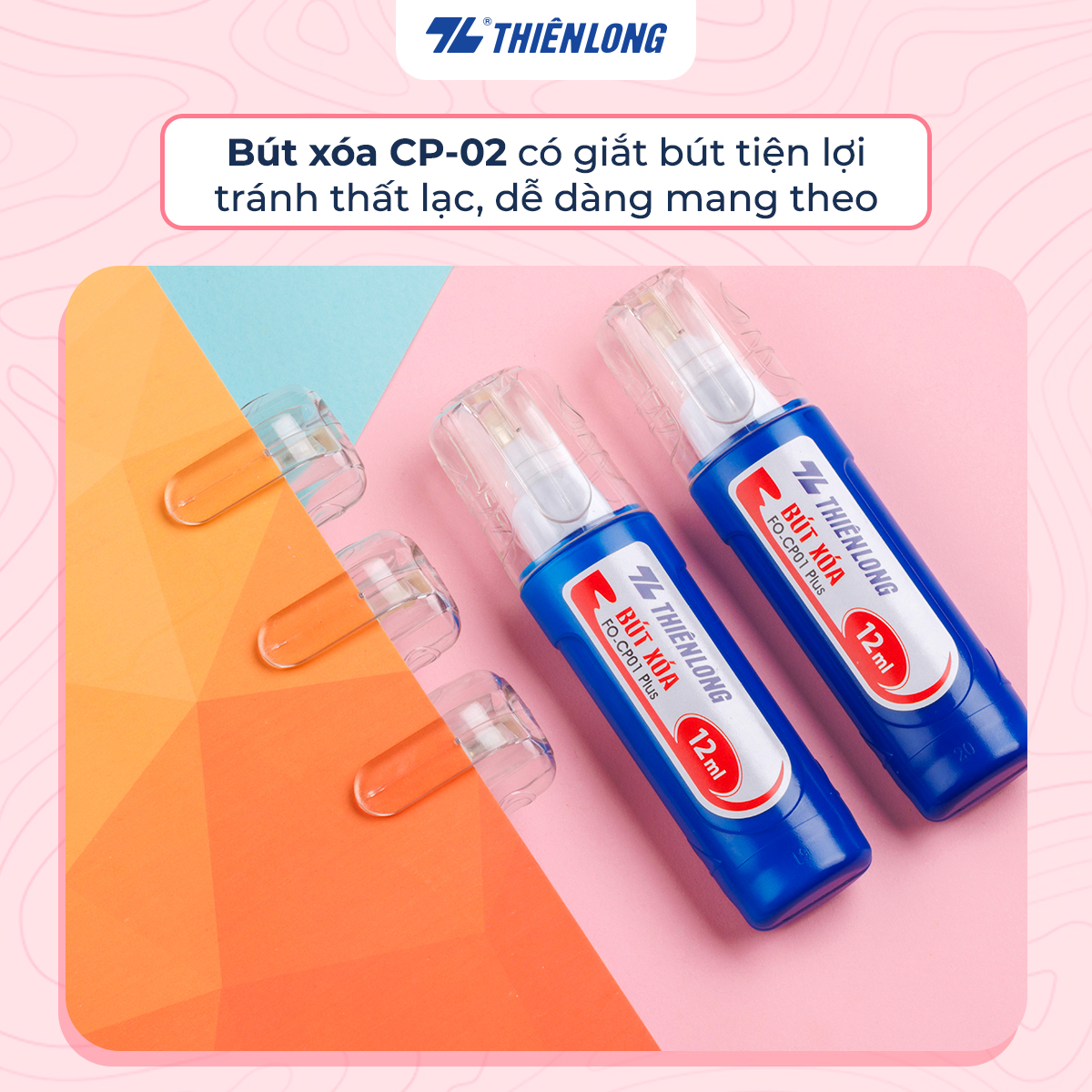 Combo 5 Bút xoá nước 12ml Thiên Long Flexofice FO-CP01 PLUS che phủ tốt, không bị lem, nhoè; mực xóa nhanh khô, không độc hại