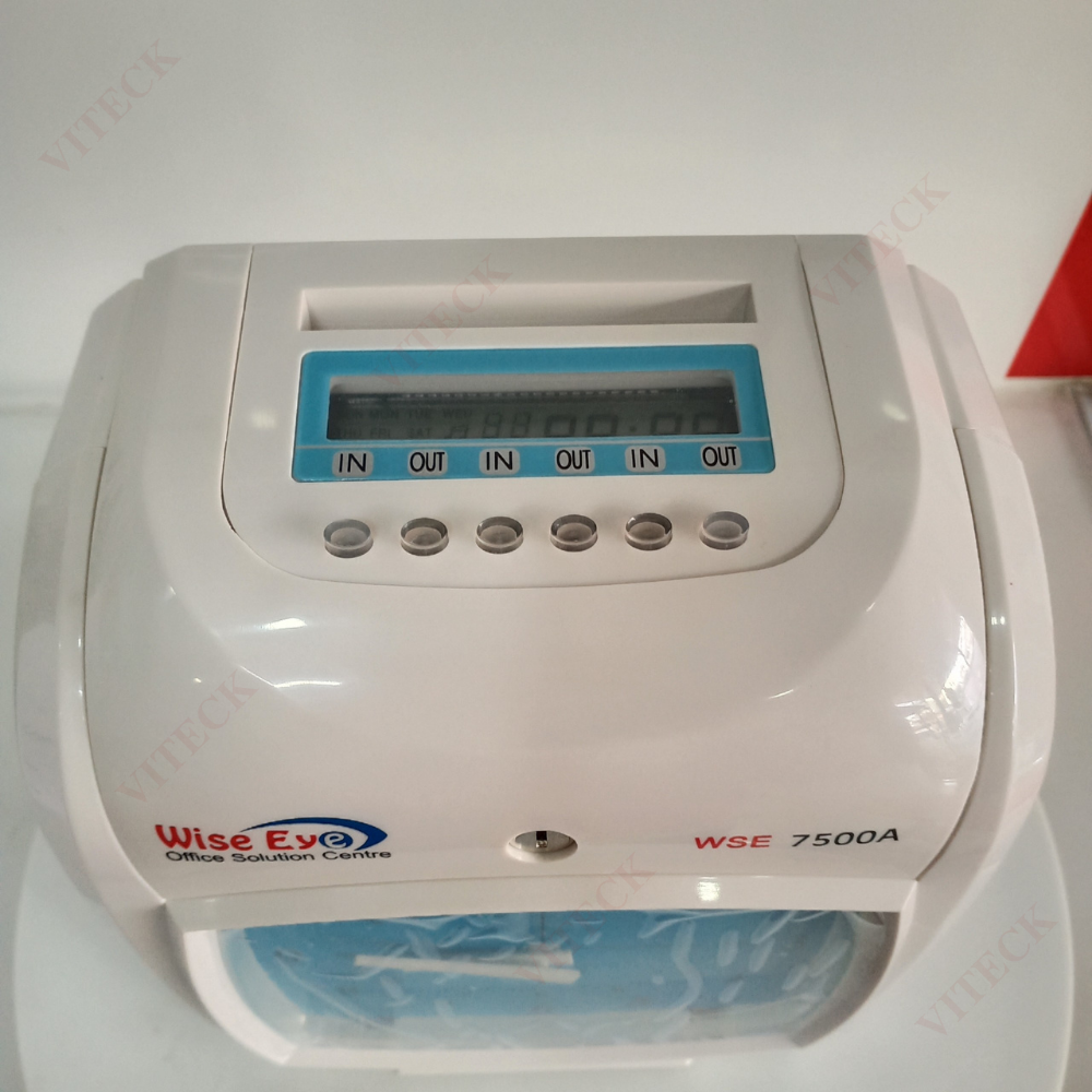 Máy Chấm Công Thẻ Giấy WISE EYE WSE-7500A (Có pin sạc dự phòng) - Tặng 2 xấp Giấy Chấm Công (1 xấp 100 thẻ )