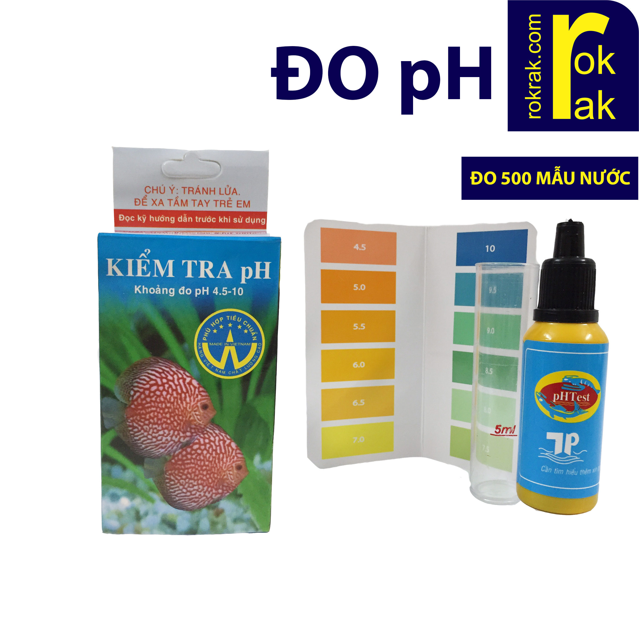KIỂM TRA pH dung dịch đo pH test kit TP cho hồ cá cảnh
