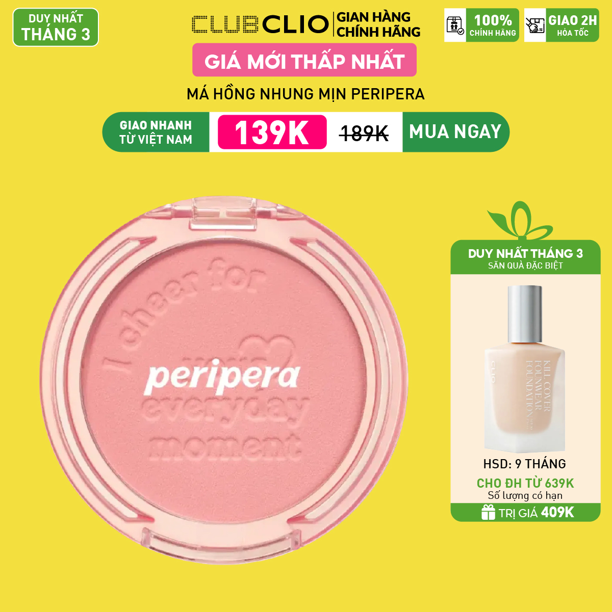 [Săn Deal]Má Hồng Peripera Pure Blushed Sunshine Cheek 4.2G