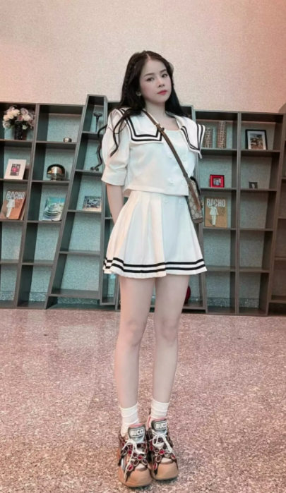 Sét váy rời áo tay lỡ cổ thủy thủ chân váy chữ A xếp li #setvay