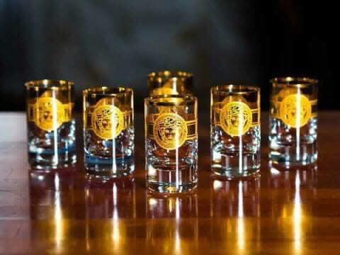 Bộ ly shot pha lê mạ vàng 24k